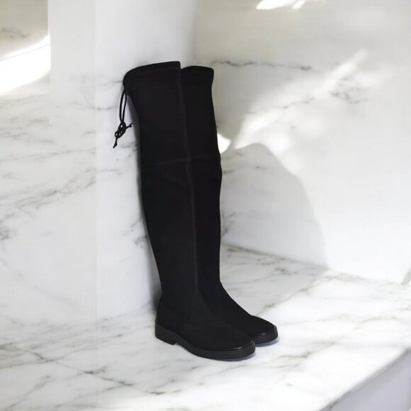 NIB Authentic Stuart Weitzman Mara Over the Knee Platform Boot Black Suede - Picture 3 of 9